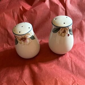 Savannah Grove Floral Ceramic Salt and Pepper Shakers stoppers are there